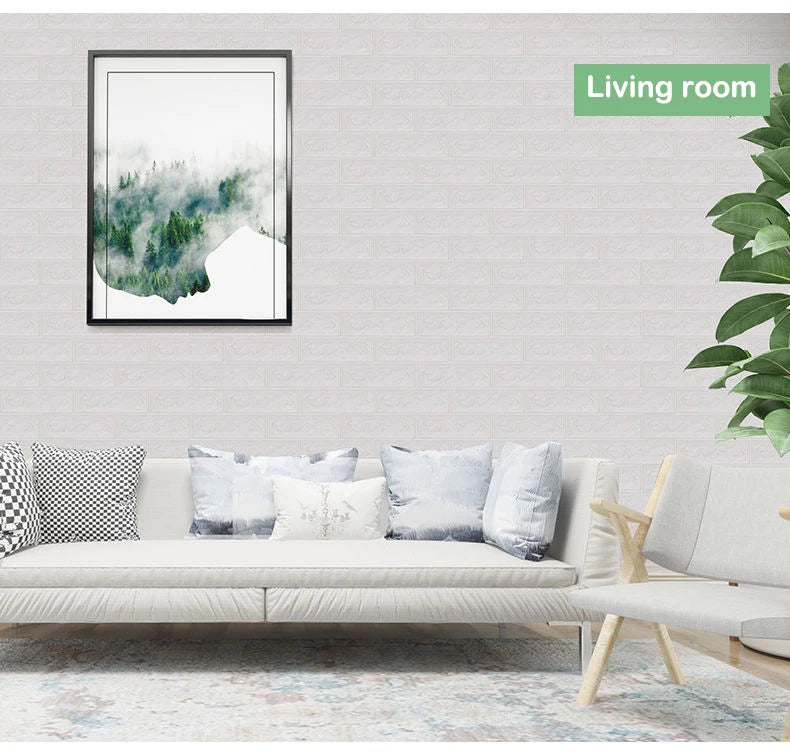 Painel de Parede 3D Autocolante Padrão Tijolo | Impermeável DIY