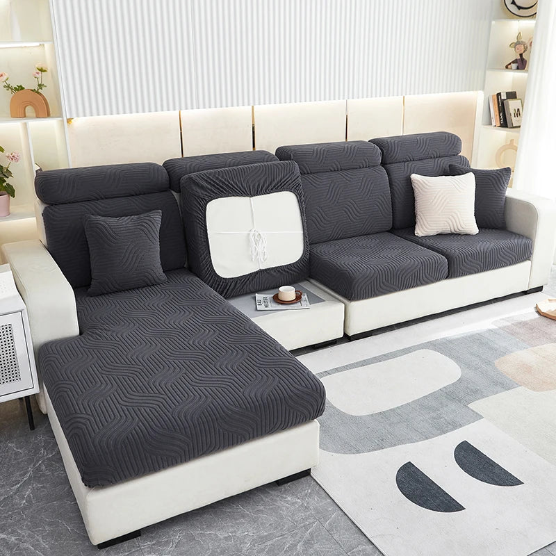 Capa de Almofada de Sofá Jacquard Elástica | Lavável e Ajustável