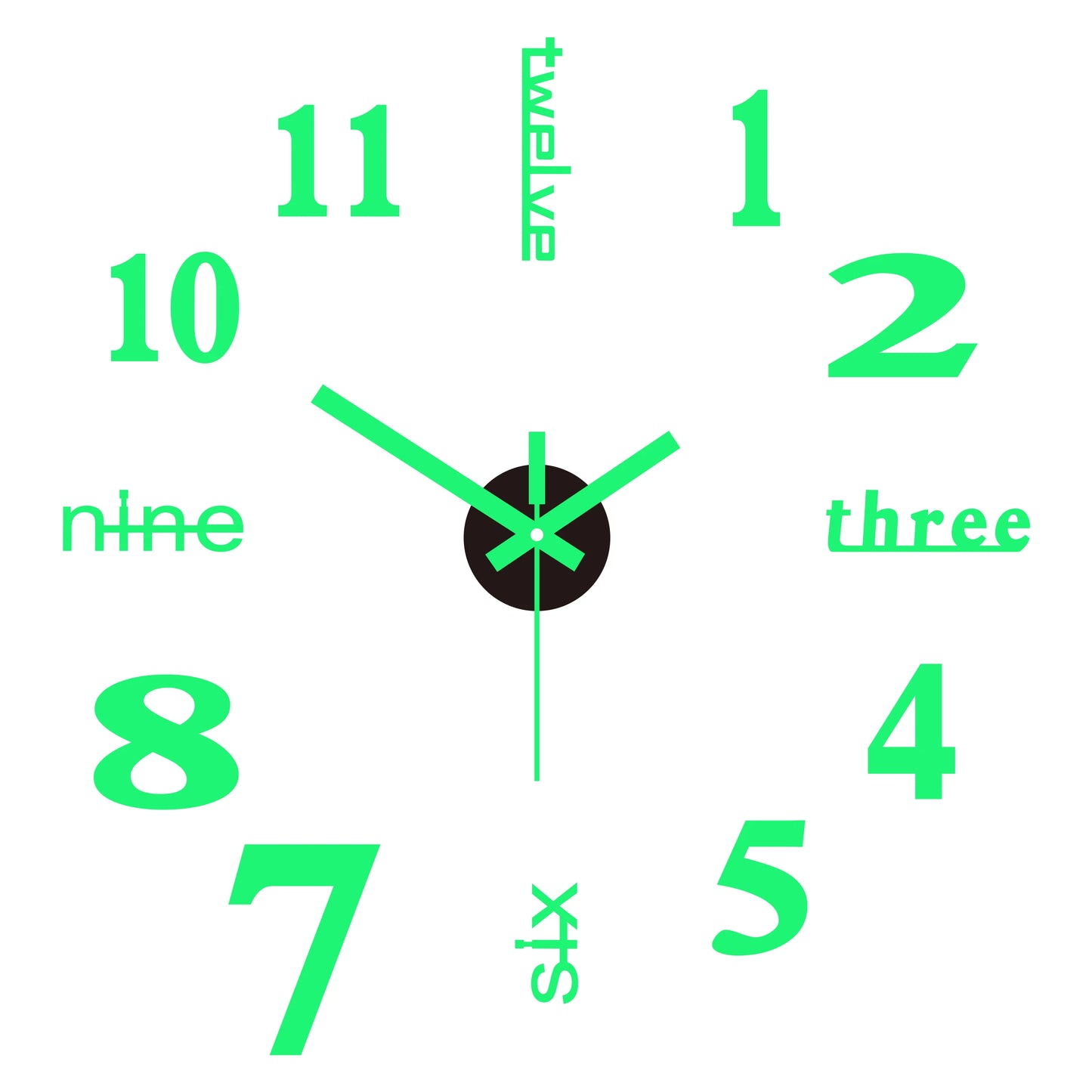 Relógio de Parede 3D Espelhado DIY – Autoadesivo, Sem Moldura