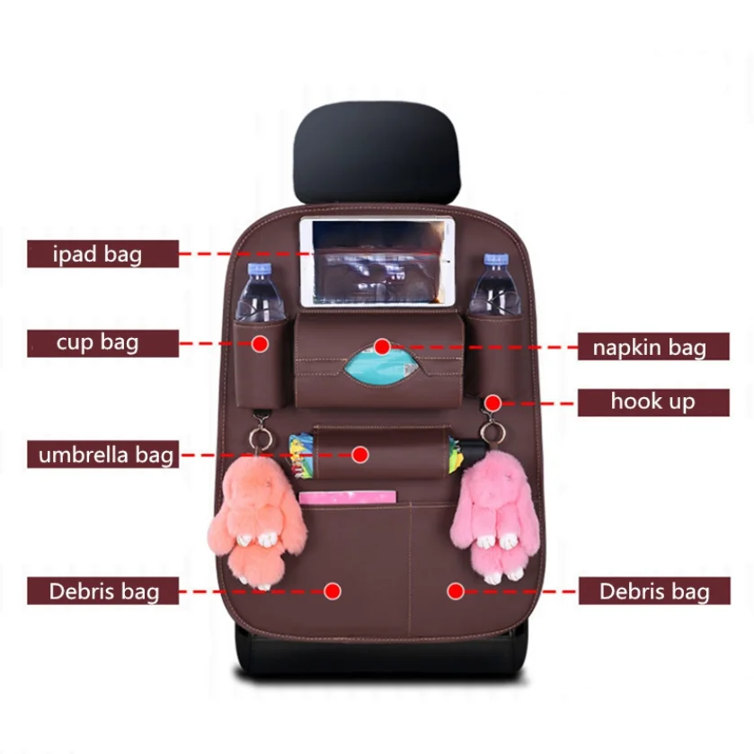 Organizador Traseiro para Banco do Carro em Couro PU – Arrumação Universal