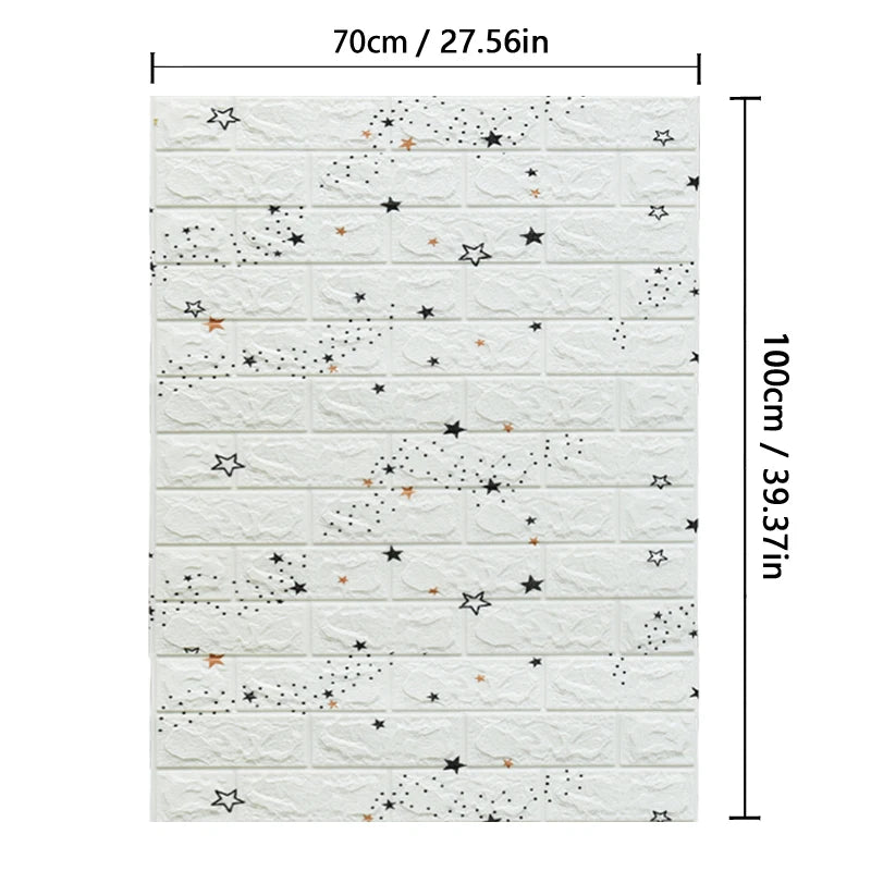 Painel de Parede 3D Autocolante Padrão Tijolo | Impermeável DIY