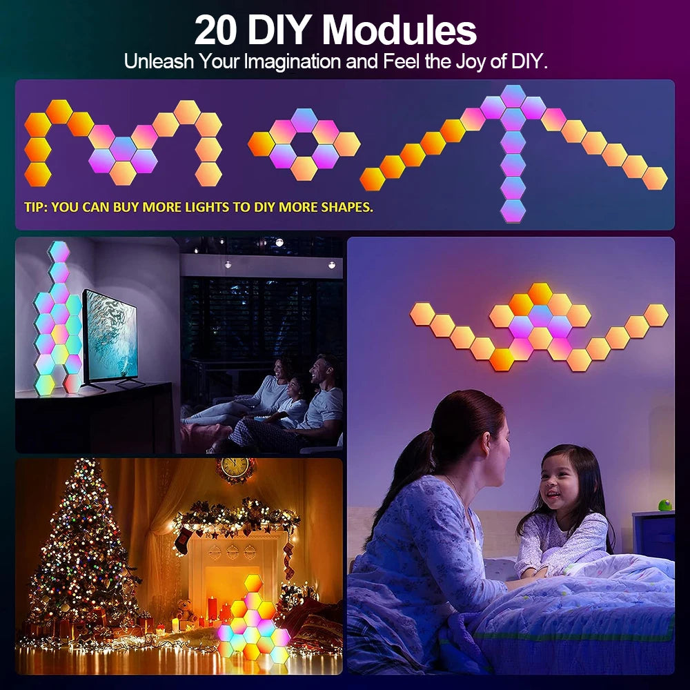 Luz LED RGB Hexagonal Inteligente para Parede
