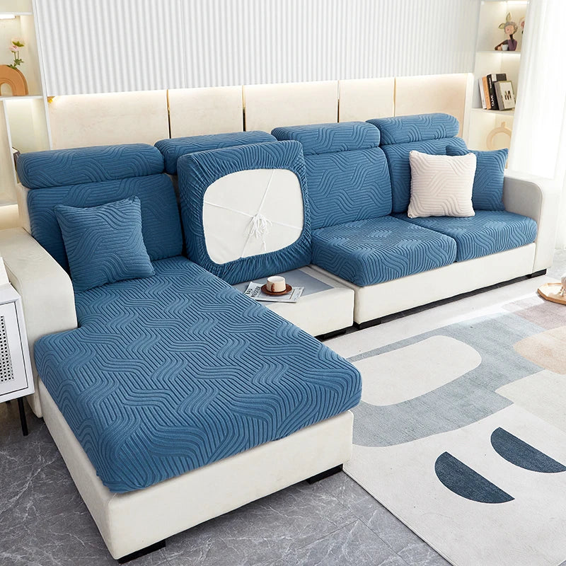 Capa de Almofada de Sofá Jacquard Elástica | Lavável e Ajustável