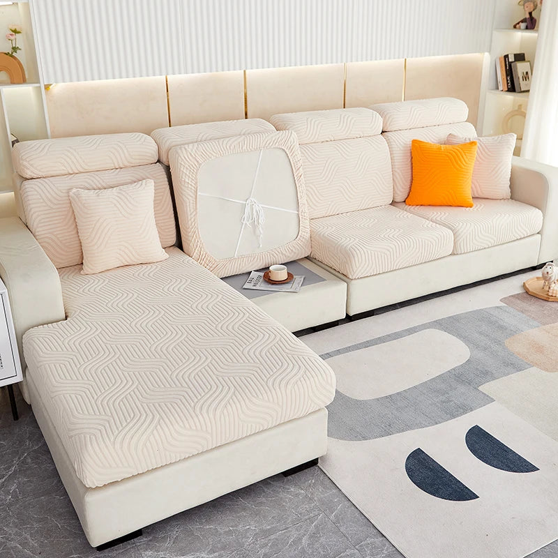 Capa de Almofada de Sofá Jacquard Elástica | Lavável e Ajustável