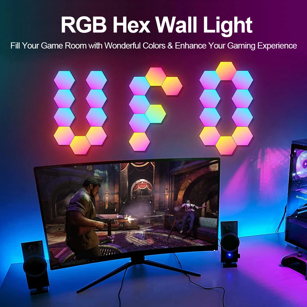 Luz LED RGB Hexagonal Inteligente para Parede