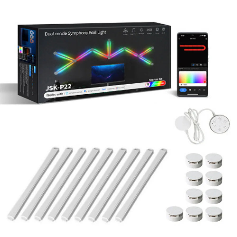 Painéis de Luz LED RGB Inteligentes – Ambiente Gaming e Decoração