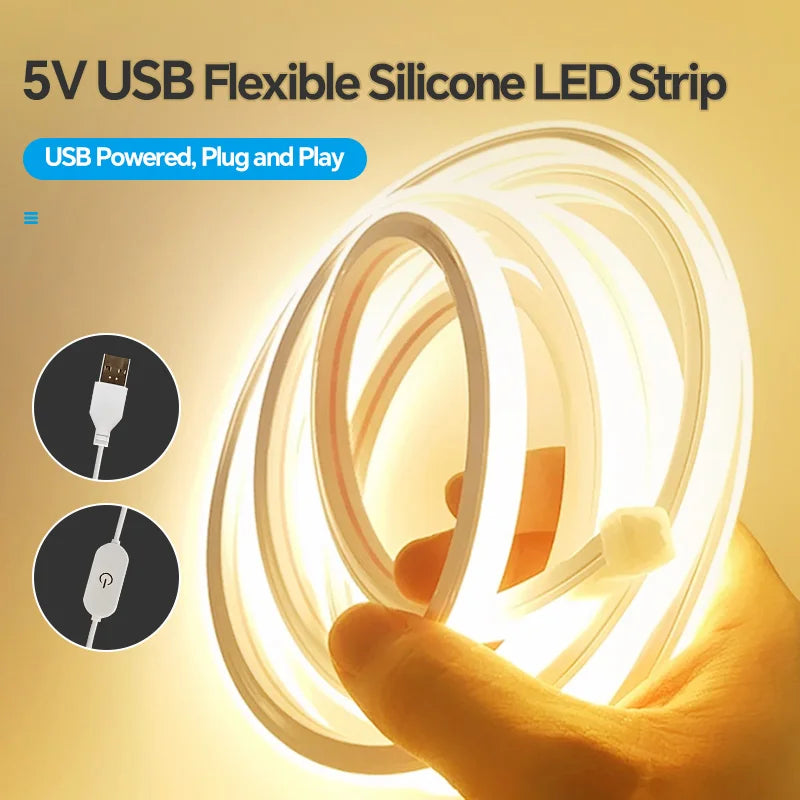 Fita LED Neon Flexível USB para Decoração