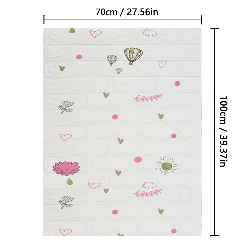 Painel de Parede 3D Autocolante Padrão Tijolo | Impermeável DIY