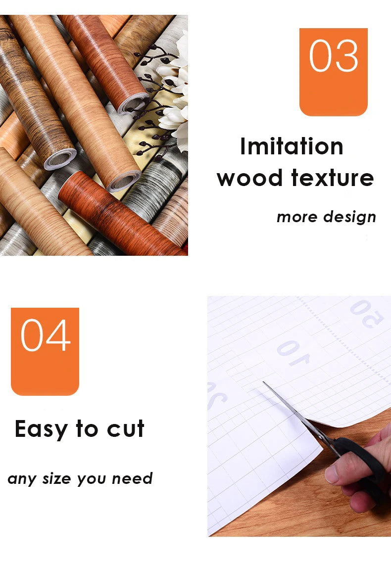 Vinil Autoadesivo Efeito Madeira Impermeável – Papel de Parede PVC para Renovação de Móveis e Paredes