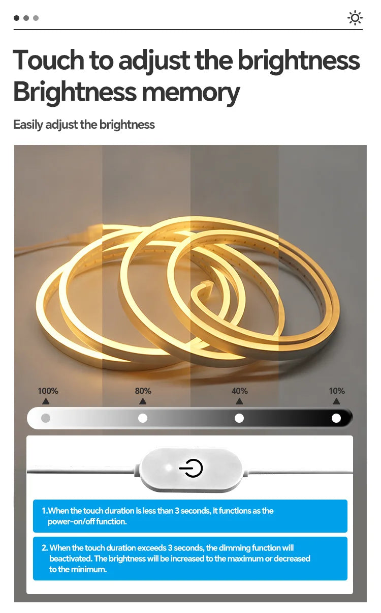 Fita LED Neon Flexível USB para Decoração