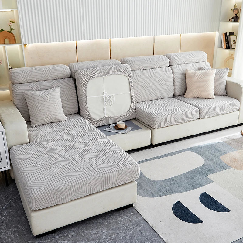 Capa de Almofada de Sofá Jacquard Elástica | Lavável e Ajustável