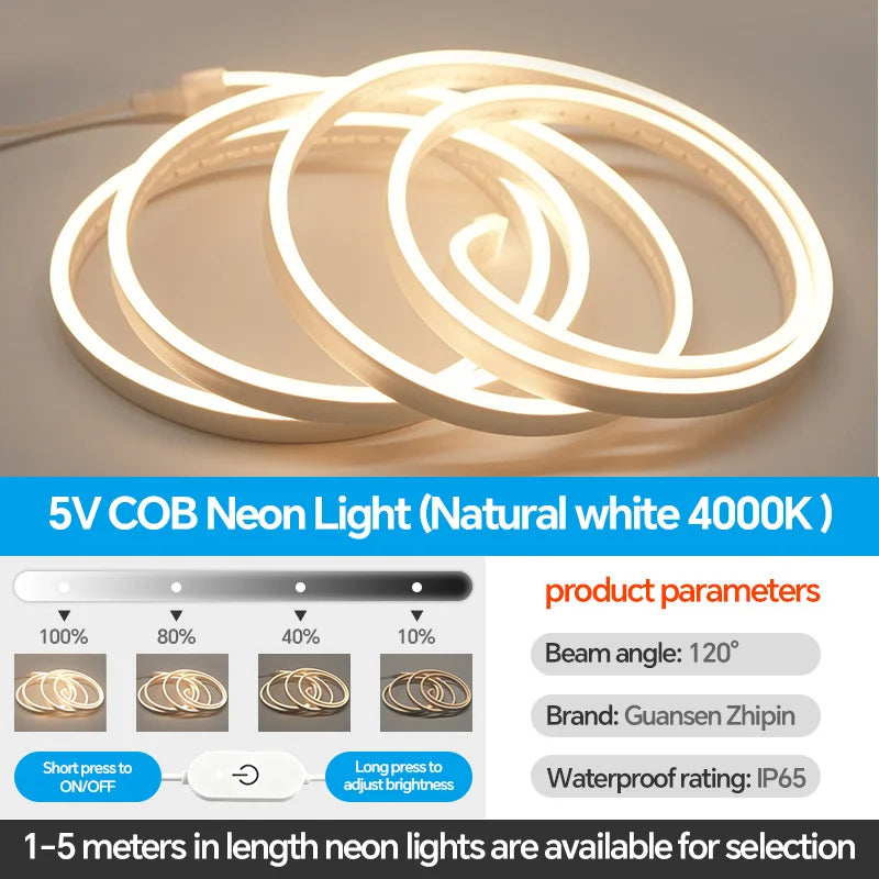 Fita LED Neon Flexível USB para Decoração