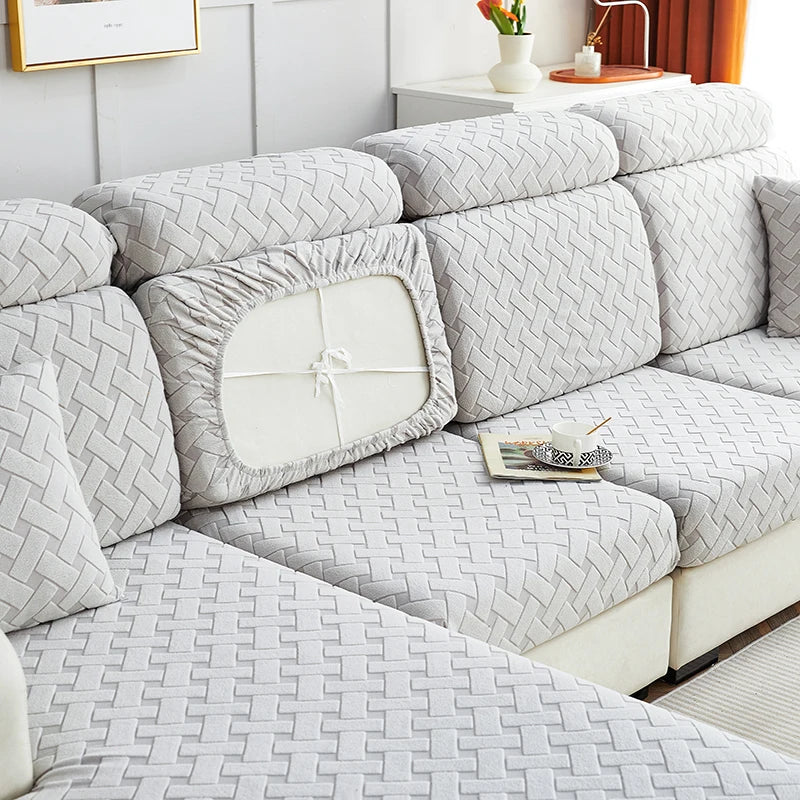 Capa de Almofada de Sofá Jacquard Elástica | Lavável e Ajustável