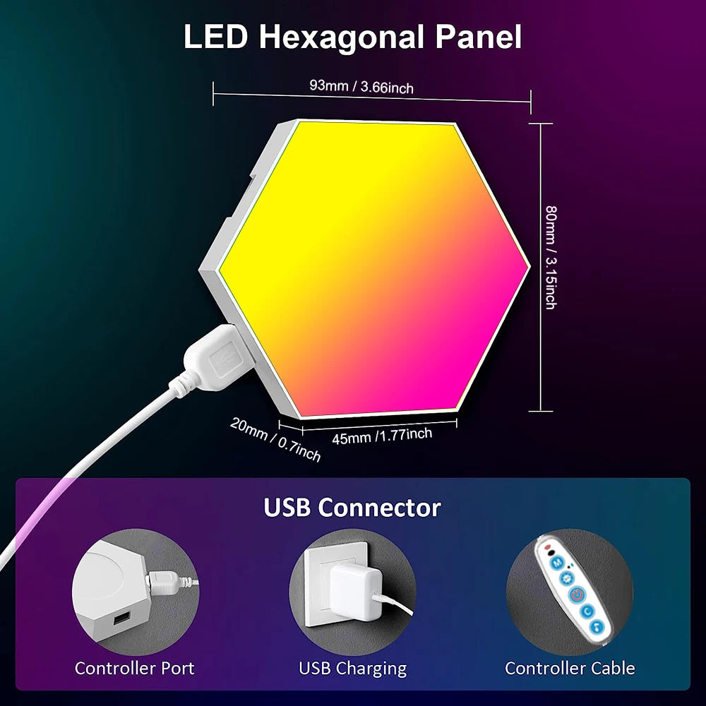 Luz LED RGB Hexagonal Inteligente para Parede