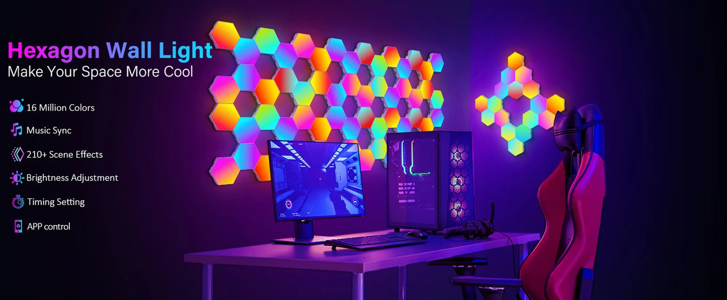 Luz LED RGB Hexagonal Inteligente para Parede