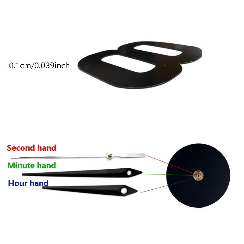 Relógio de Parede 3D Espelhado DIY – Autoadesivo, Sem Moldura