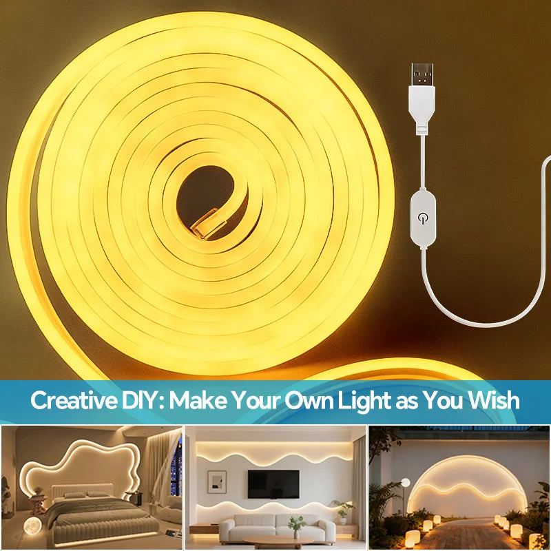 Fita LED Neon Flexível USB para Decoração